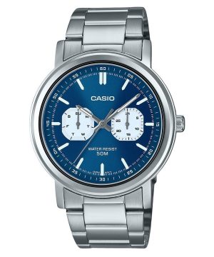 Reloj Casio estándar analógico de acero inoxidable con esfera azul y cuarzo MTP-E335D-2E1V para hombre