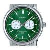 Reloj Casio estándar analógico de acero inoxidable con esfera verde y cuarzo MTP-E335D-3EV para hombre