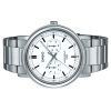 Reloj Casio estándar analógico de acero inoxidable con esfera blanca y cuarzo MTP-E335D-7EV para hombre