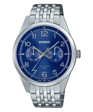 Reloj Casio estándar analógico de acero inoxidable con esfera azul y cuarzo MTP-E340D-2AV para hombre