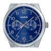 Reloj Casio estándar analógico de acero inoxidable con esfera azul y cuarzo MTP-E340D-2AV para hombre