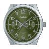 Reloj Casio estándar analógico de acero inoxidable con esfera verde y cuarzo MTP-E340D-3AV para hombre