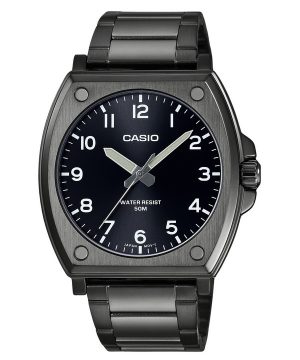 Reloj Casio estándar analógico de acero inoxidable chapado en iones negros con esfera negra y cuarzo MTP-E730B-1AV para hombre
