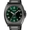 Reloj Casio analógico estándar de acero inoxidable chapado en iones negros con esfera verde y cuarzo MTP-E730B-3AV para hombre