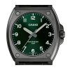 Reloj Casio analógico estándar de acero inoxidable chapado en iones negros con esfera verde y cuarzo MTP-E730B-3AV para hombre