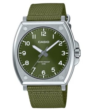 Reloj Casio MTP-E730C-3AV de cuarzo con esfera verde y correa de tela analógica estándar para hombre