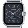 Reloj Casio estándar analógico con fase lunar de acero inoxidable y esfera negra de cuarzo MTP-M305D-1A2V para hombre