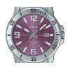 Reloj Casio estándar analógico de acero inoxidable con esfera morada y cuarzo MTP-VD01D-6BV para hombre