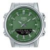 Reloj Casio analógico digital de acero inoxidable con esfera verde de cuarzo AMW-880D-3AV para hombre