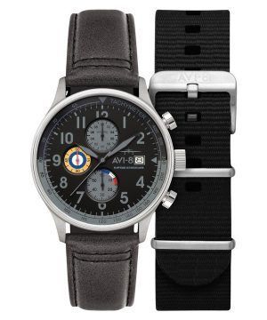 AVI-8 Hawker Hurricane Classic Cronógrafo Reloj de cuarzo con esfera negra AV-4011-0U para hombre con correa adicional