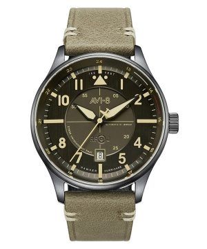 AVI-8 Hawker Hurricane Kent Reloj automático para hombre con correa de cuero Stanton y esfera gris AV-4094-04