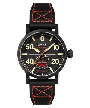 Reloj para hombre AVI-8 Dambuster Chadwick Meca-Quartz con correa de piel de color negro carbón y esfera negra AV-4113-03