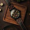 Reloj para hombre AVI-8 Dambuster Chadwick Meca-Quartz con correa de piel de color negro carbón y esfera negra AV-4113-03