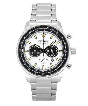 Reloj Citizen Eco-Drive cronógrafo de acero inoxidable con esfera blanca CA4500-91A 100M para hombre