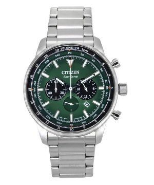 Reloj para hombre Citizen Eco-Drive cronógrafo de acero inoxidable con esfera verde CA4500-91X 100M