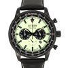 Reloj para hombre Citizen Eco-Drive cronógrafo con correa de cuero y esfera verde completamente luminosa CA4505-21X 100M