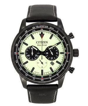 Reloj para hombre Citizen Eco-Drive cronógrafo con correa de cuero y esfera verde completamente luminosa CA4505-21X 100M