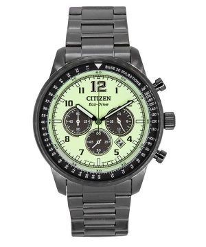 Reloj para hombre Citizen Eco-Drive cronógrafo de iones grises de acero inoxidable con esfera verde luminosa completa CA4507-84X