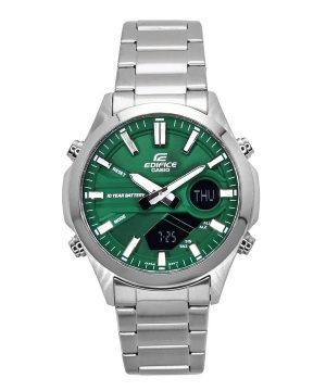 Reloj Casio Edifice analógico digital de acero inoxidable con esfera verde y cuarzo EFV-C120D-3A 100M para hombre