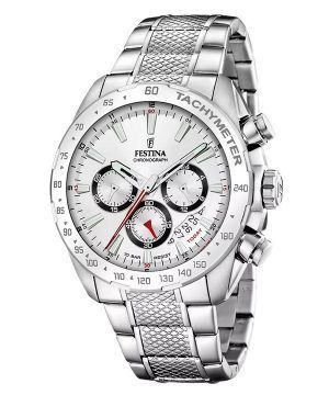 Festina Timeless Chronograph - Reloj de cuarzo para hombre, acero inoxidable, esfera blanca, F20668-1, 100 m