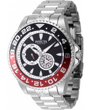 Reloj para hombre Invicta Pro Diver de acero inoxidable con esfera negra y bisel de coque negro y rojo automático Diver&#39,s 47