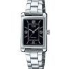 Reloj Casio Standard analógico de acero inoxidable con esfera negra y cuarzo LTP-1234DD-1A para mujer