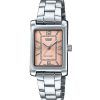 Reloj Casio Standard analógico de acero inoxidable con esfera rosa y cuarzo LTP-1234DD-4A para mujer