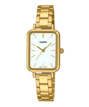 Reloj Casio Standard analógico de cuarzo en acero inoxidable dorado con esfera blanca LTP-V009G-7E para mujer