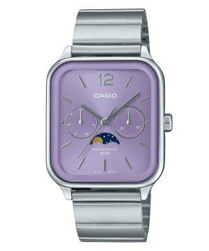 Reloj Casio Standard Analógico con Fase Lunar de Acero Inoxidable y Esfera Púrpura de Cuarzo MTP-M305D-6AV para Hombre