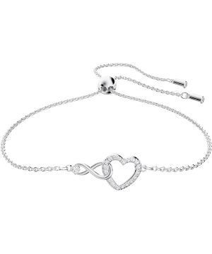 Pulsera Swarovski Hyperbola Infinity And Heart Rhodium 5524421 para mujer