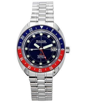 Reloj automático para hombre Bulova Oceanographer GMT de acero inoxidable con esfera azul 96B405 200M