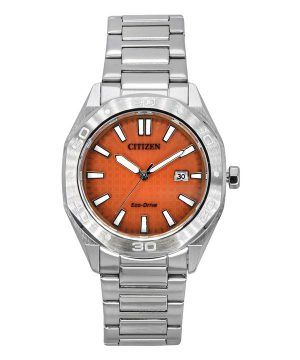 Reloj Citizen Eco-Drive de acero inoxidable con esfera naranja BM7630-80Z 100M para hombre