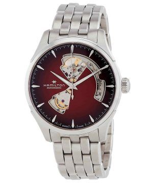 Reloj Hamilton Jazzmaster de acero inoxidable color burdeos con esfera abierta y automático H32675170 para hombre