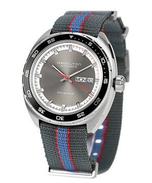 Reloj Hamilton American Classic Pan Europ con correa de tela y esfera gris automático H35415982 para hombre