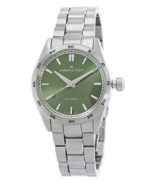 Hamilton Jazzmaster Performer Reloj automático de acero inoxidable con esfera verde H36105160 100M para mujer