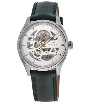 Reloj Hamilton Jazzmaster Skeleton con correa de piel y esfera blanca, automático, H42535810 para hombre