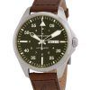 Hamilton Khaki Aviation Pilot Correa de cuero Esfera verde Automático H64635560 100M Reloj para hombre