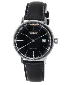 Iron Annie Bauhaus Correa de cuero Esfera negra Automático 50502 Reloj para hombre