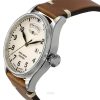 Reloj automático Iron Annie Flight Control para hombre, correa de piel marrón, esfera beige luminosa, 51643