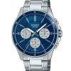 Reloj Casio Standard analógico de cuarzo con esfera azul y baño de iones de acero inoxidable MTP-1374D-2A3V para hombre