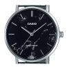 Reloj Casio Standard analógico de acero inoxidable con esfera negra inspirada en el mármol MTP-VT01DM-1A para hombre