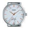 Reloj Casio Standard analógico de acero inoxidable con esfera blanca inspirada en el mármol MTP-VT01DM-7A para hombre