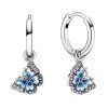 Pendientes de aro con mariposa azul Pandora en plata de ley 290778C01 para mujer