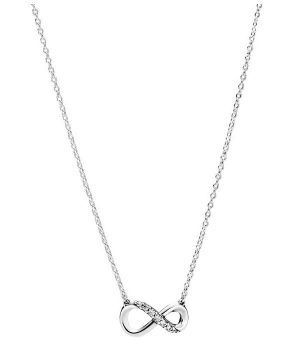 Collar con colgante de plata de ley Pandora Moments Infinity con circonita cúbica transparente 398821C01-50 para mujer