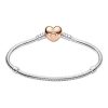 Pulsera Pandora Moments con cadena de serpiente y cierre de corazón 580719-17 para mujer