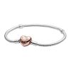 Pulsera Pandora Moments con cadena de serpiente y cierre de corazón 580719-17 para mujer