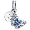 Charm doble colgante con mariposa azul y cita de Pandora 790757C01 para mujer