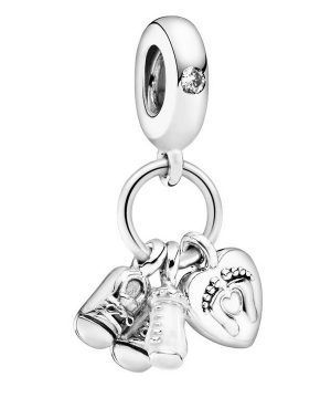 Charm colgante de biberón y zapatos de Pandora 798106CZ para mujer