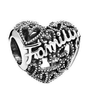 Charm de plata de ley con forma de corazón de la familia Pandora 798571C00 para mujer