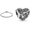 Charm de plata de ley con forma de corazón de la familia Pandora 798571C00 para mujer